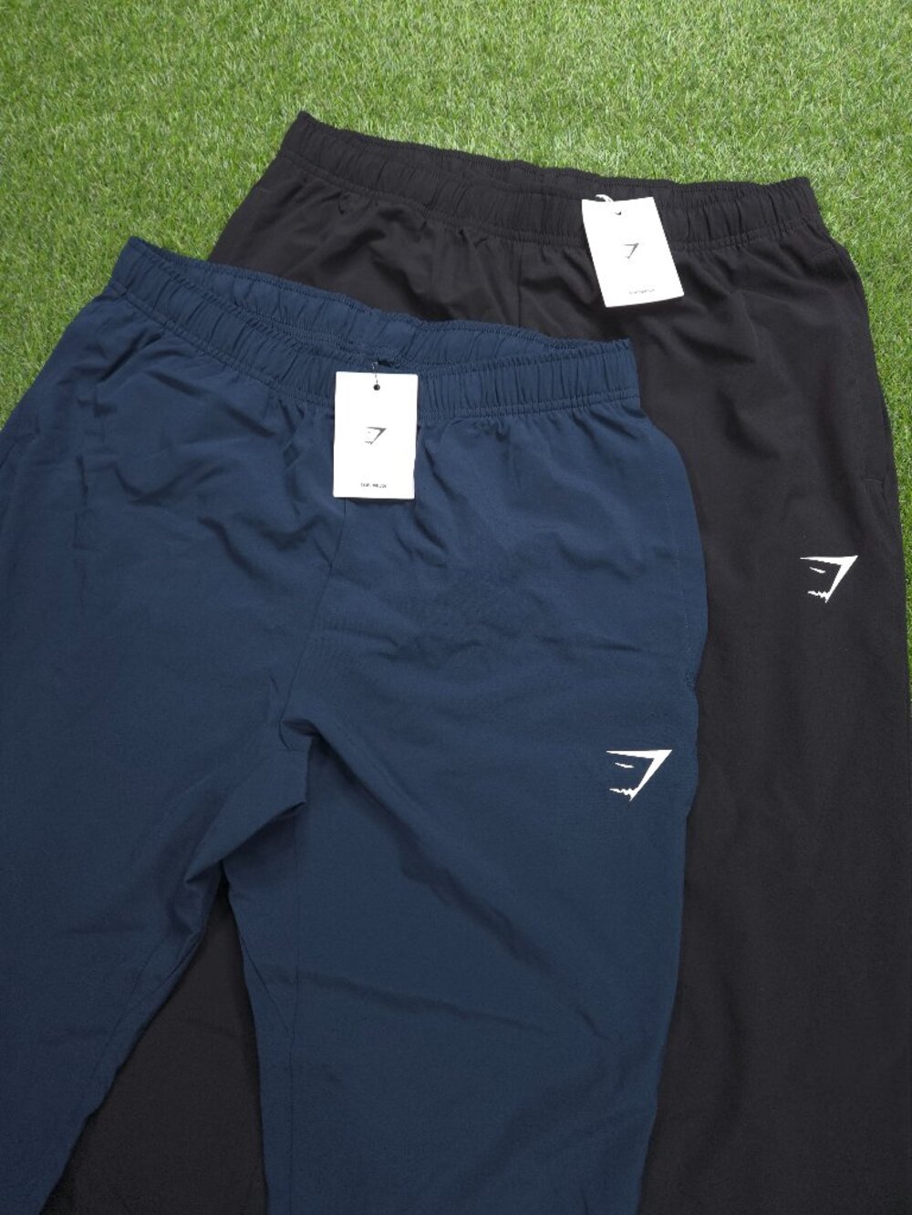 2 Gymshark Joggers Mens Medium Blue Black Woven Arrival Slim Fit Gym Pockets